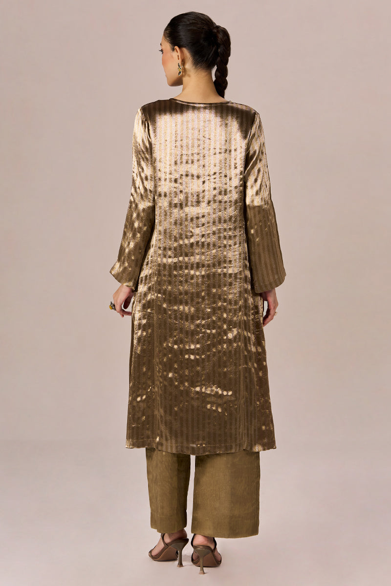 Brass and Light Gold Stripe Tissue Festive Co-ord Set