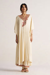 Antique White Pashmina Kaftan Set