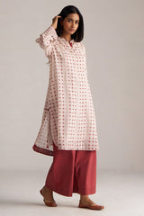 Rosewood and Cream Mul-Chanderi Co-ord Set