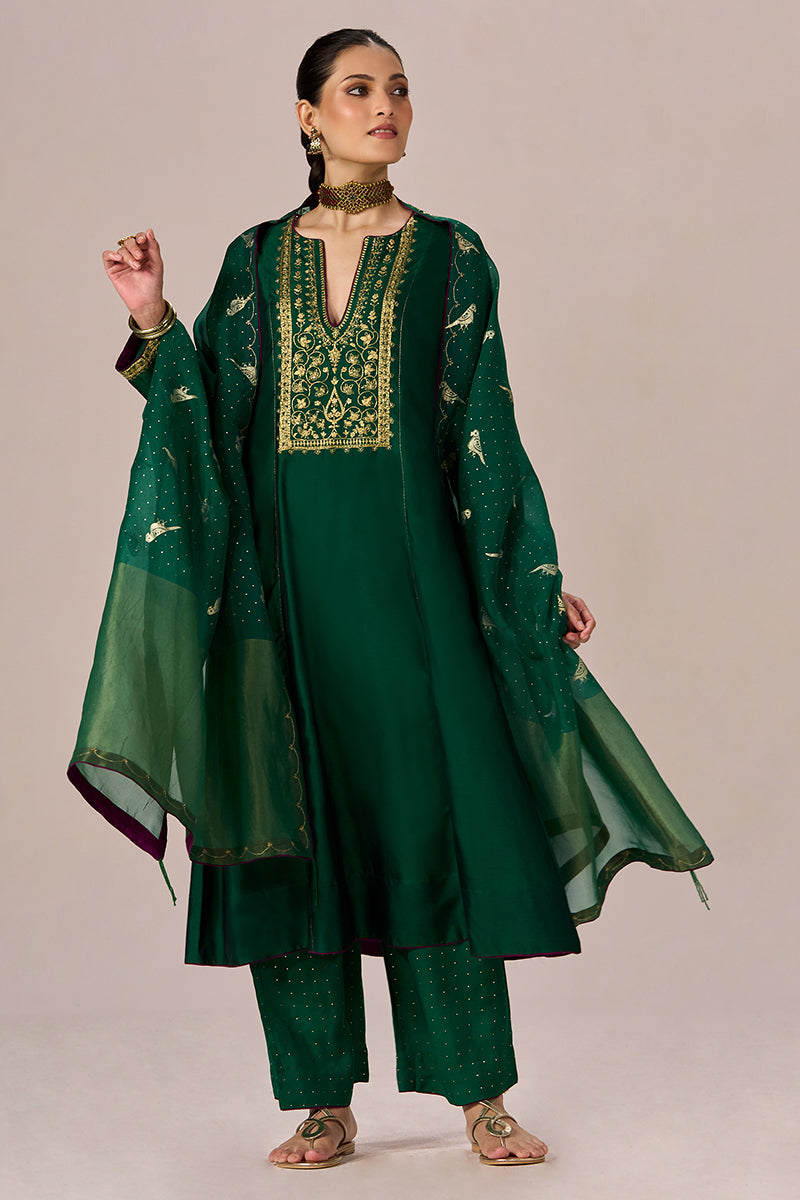 Fresh Leaf Green Festive Kurta Set