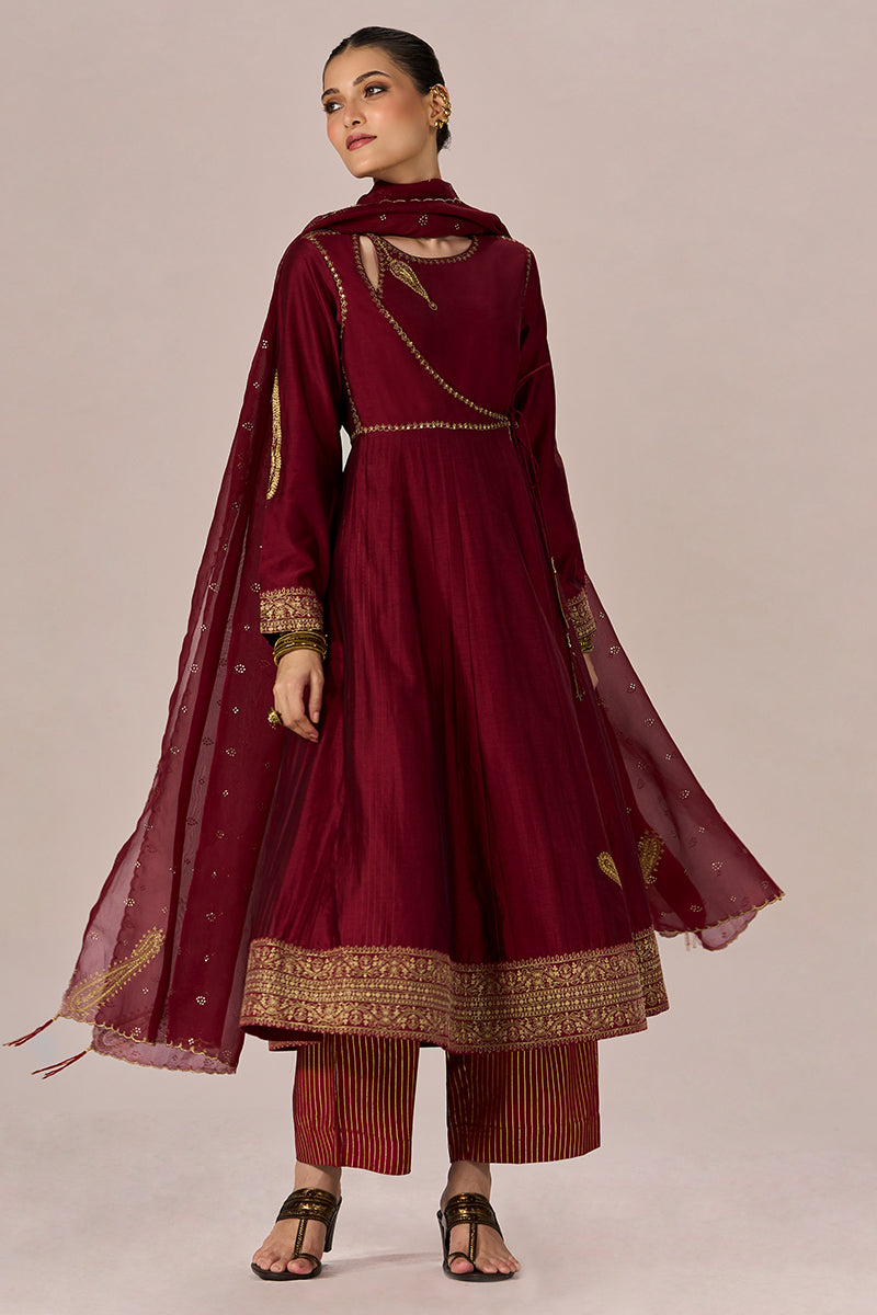 Garnet Red Festive Anarkali Set