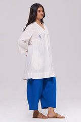 Off-White and Blue Cotton Co-ord Set