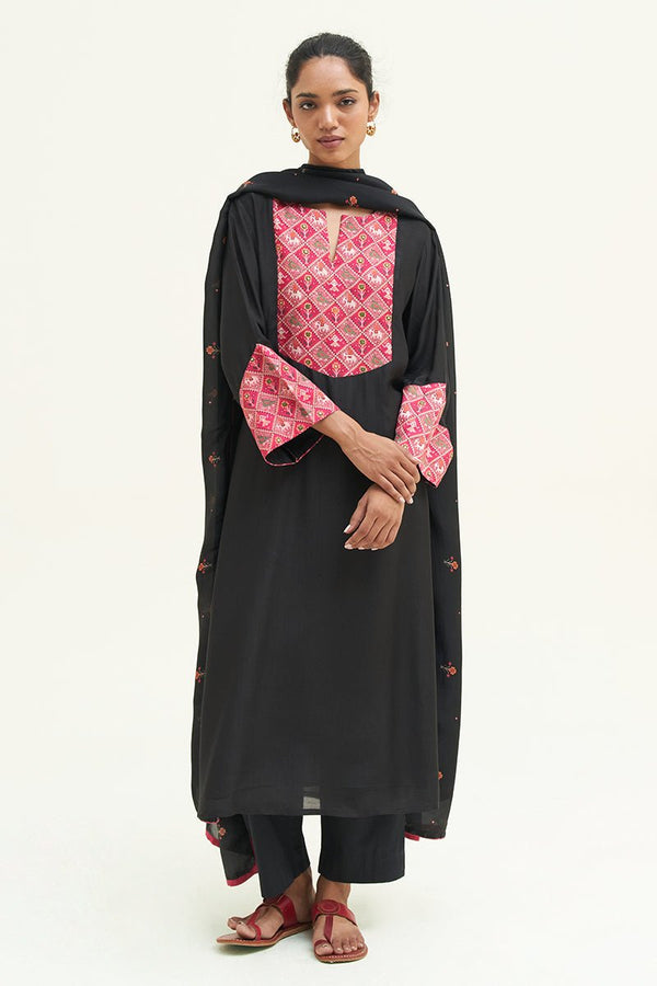 Black Salwar Suit With Patola Patch Work