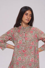 Basil Green and Pink Cotton Co-ord Set