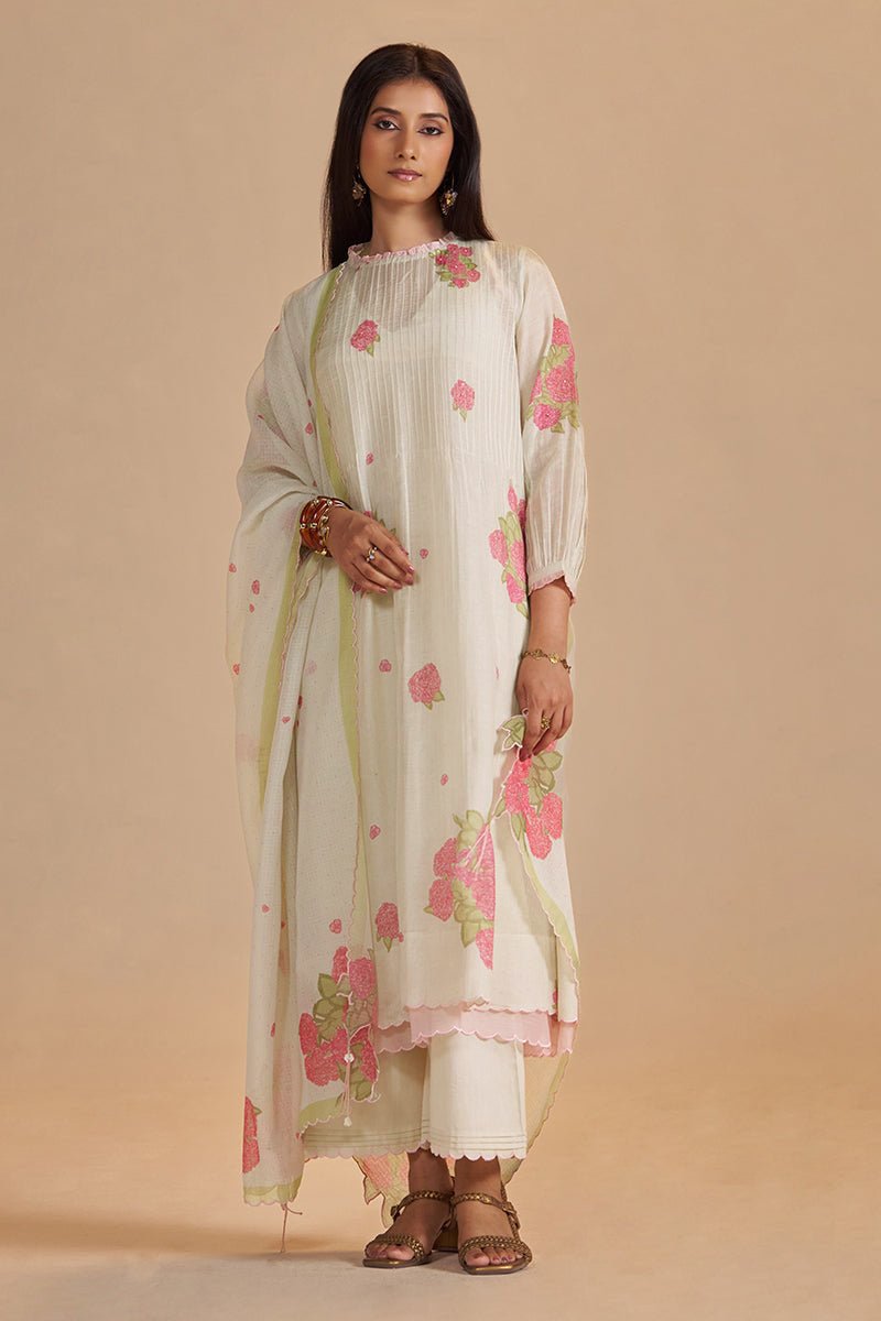Butter Yellow Chanderi Light Festive Kurta Set - Ganga Fashions