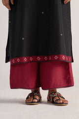 Black and Maroon Woven Kurta Set