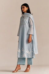 Powder Blue Mul-Mul Embroidered Kurta Set