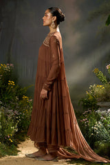 Carob Brown Georgette Festive Kurta Set