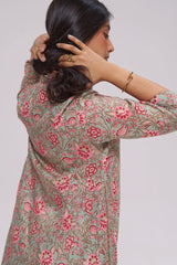 Basil Green and Pink Cotton Co-ord Set