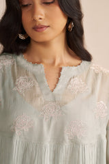 Dawn Grey Mul-Chanderi Festive Co-ord Set