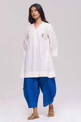 Off-White and Blue Cotton Co-ord Set