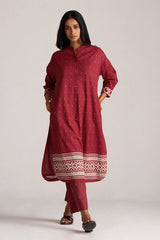 Maroon and Off White Mul-Mul Print Co-ord Set