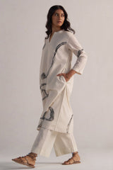 Cream and Black Cotton Print Co-ord Set