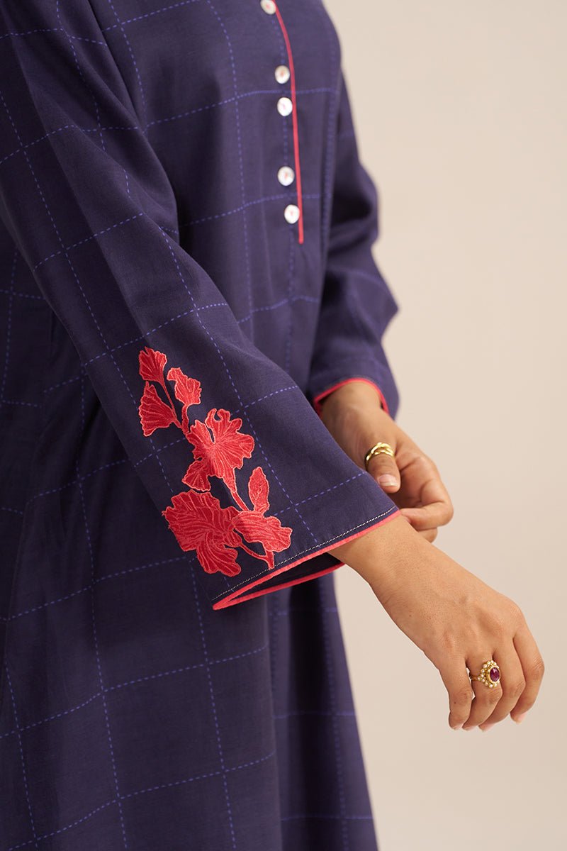 Deep Blue Mul-Chanderi Co-ord Set - Ganga Fashions