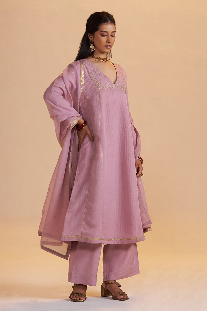 Orchid Smoke Woven Zari Festive Kurta Set