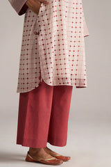 Rosewood and Cream Mul-Chanderi Co-ord Set