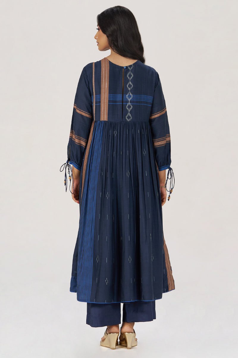 Indigo Panelled Festive Co-ord Set - Ganga Fashions