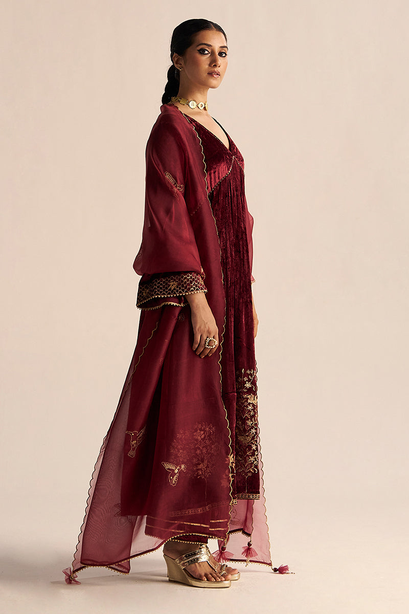 Sun-Dried Tomato Velvet Festive Kurta Set