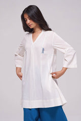 Off-White and Blue Cotton Co-ord Set