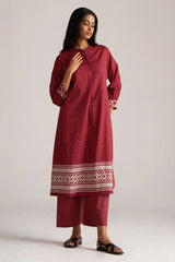 Maroon and Off White Mul-Mul Print Co-ord Set