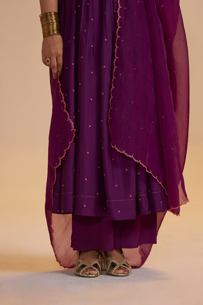 Purple Raw Silk Festive Kurta Set - Ganga Fashions