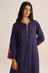 Deep Blue Mul-Chanderi Co-ord Set