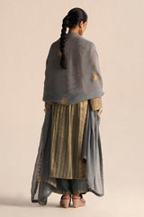 Monument Grey Tissue Festive Kurta Set