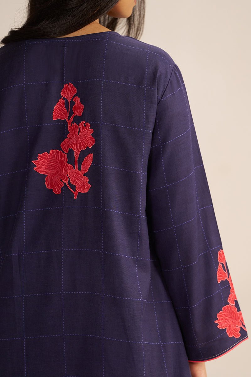 Deep Blue Mul-Chanderi Co-ord Set - Ganga Fashions