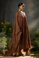 Carob Brown Georgette Festive Kurta Set