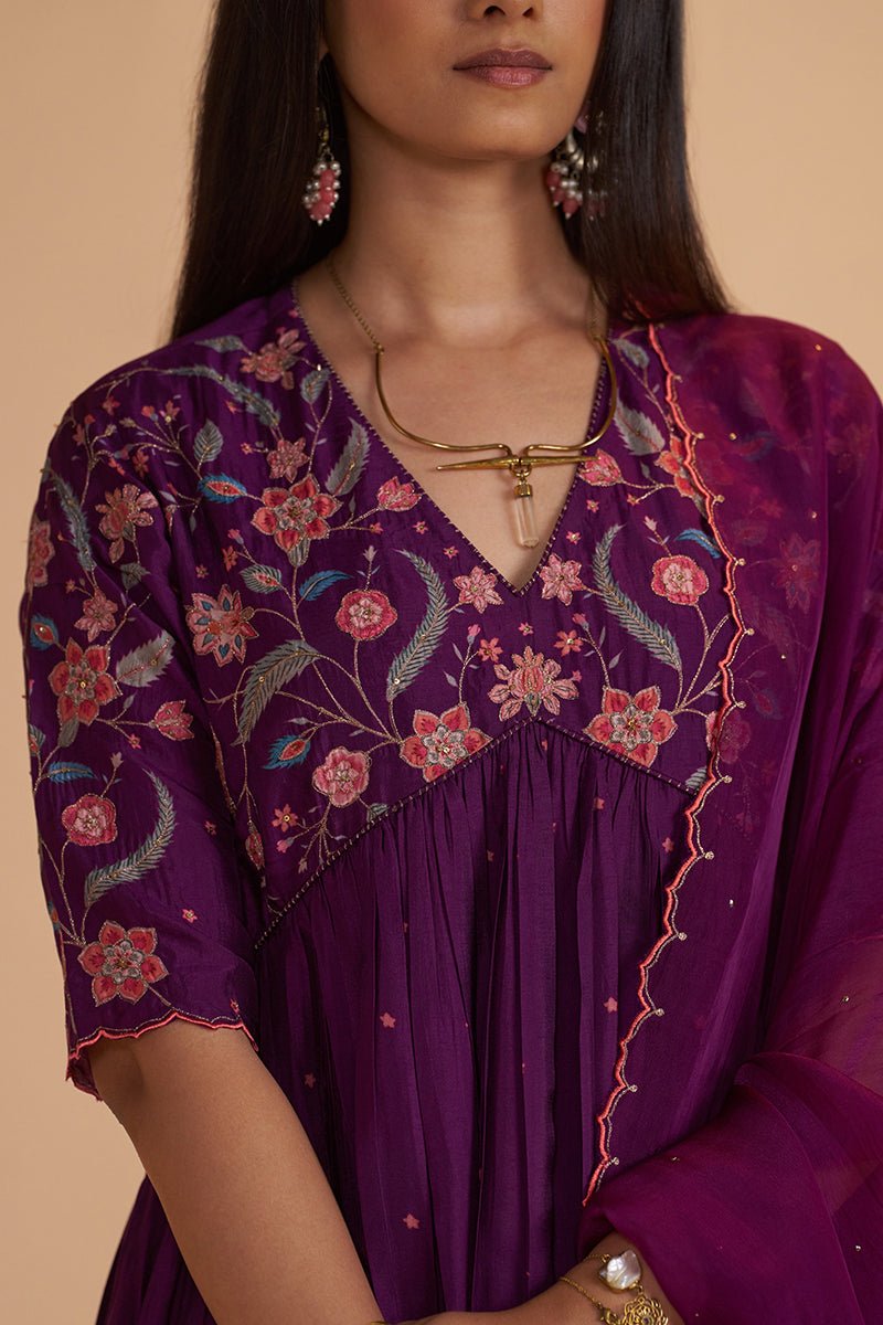 Purple Raw Silk Festive Kurta Set - Ganga Fashions