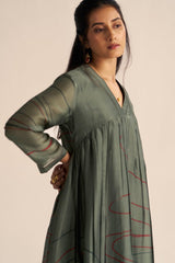face full view Buy Cilantro Green Silk Co-Ord Set for Women