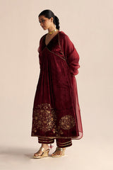 Sun-Dried Tomato Velvet Festive Kurta Set