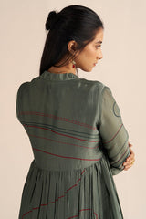 back side view Buy Cilantro Green Silk Co-Ord Set for Women