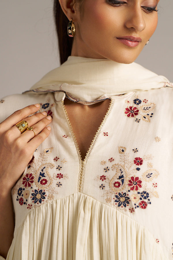 Ivory Mul-Cotton Festive Kurta Set