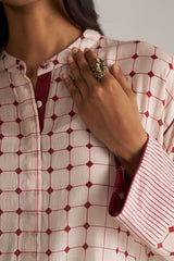 Rosewood and Cream Mul-Chanderi Co-ord Set