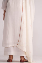 Ivory Embroidered Kurta Set on a white background