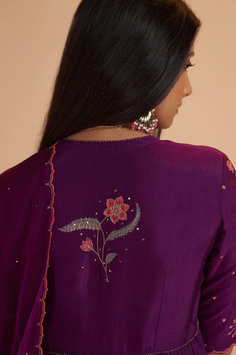 Purple Raw Silk Festive Kurta Set - Ganga Fashions