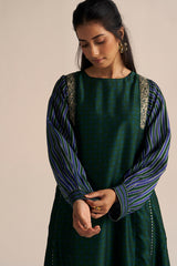 Dark Green and True Blue Silk Co-ord Set