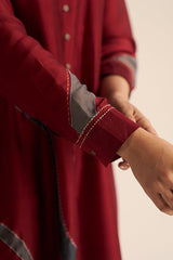 right hand side view Syrah Red Silk Co-Ord Set for Women