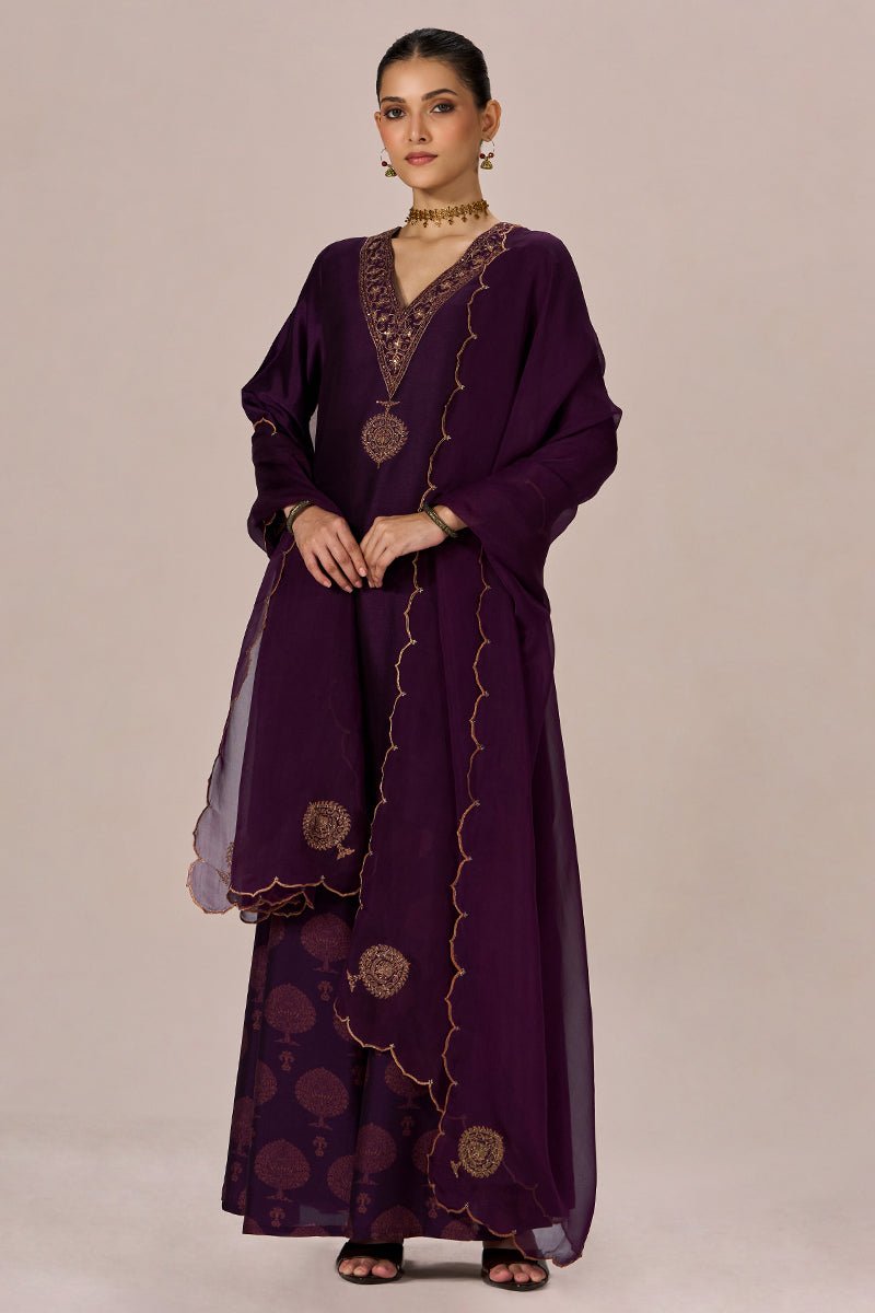 Crown Jewel Purple Festive Kurta Set - Ganga Fashions