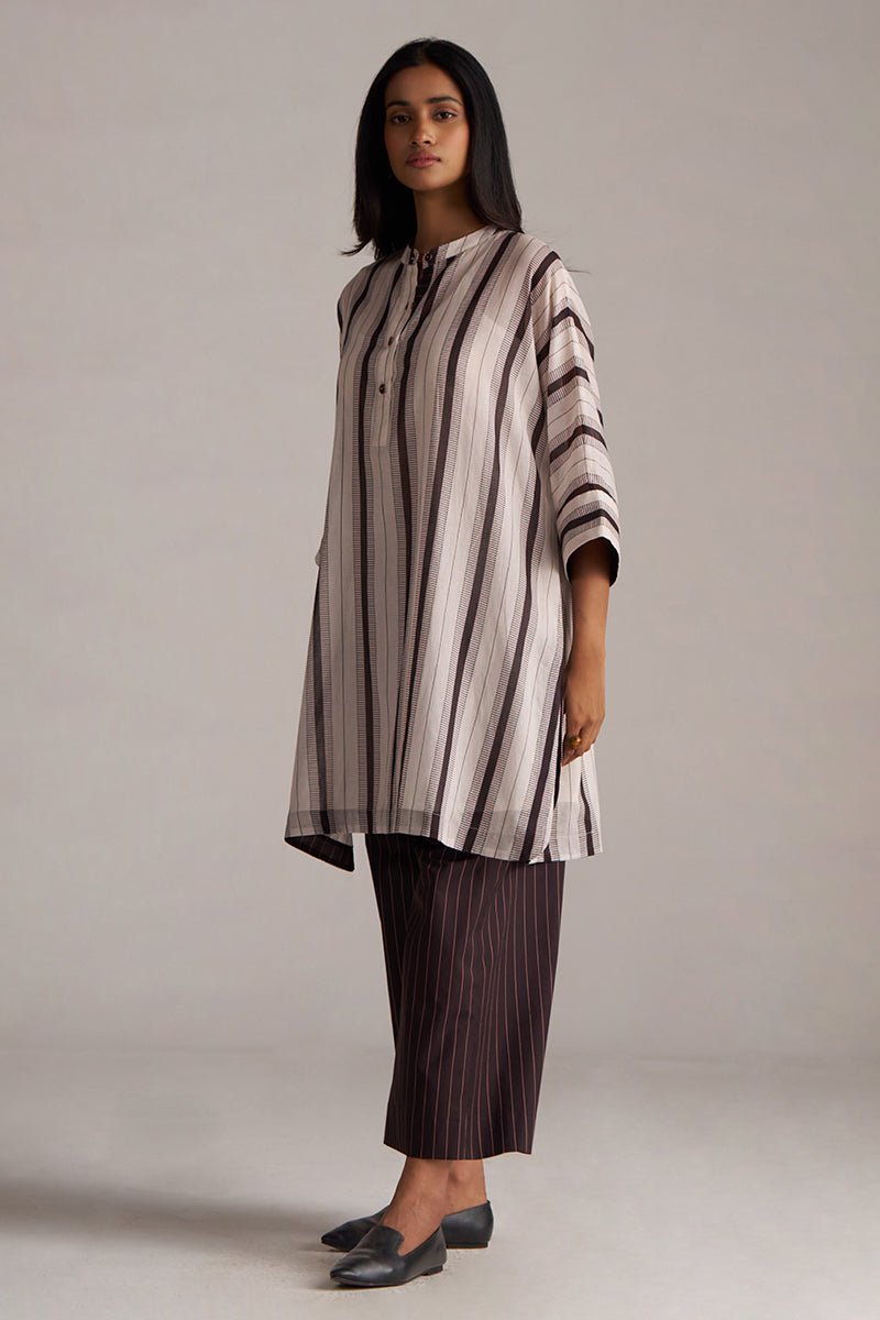 Seal Brown and Cream Mul-Mul Co-ord Set