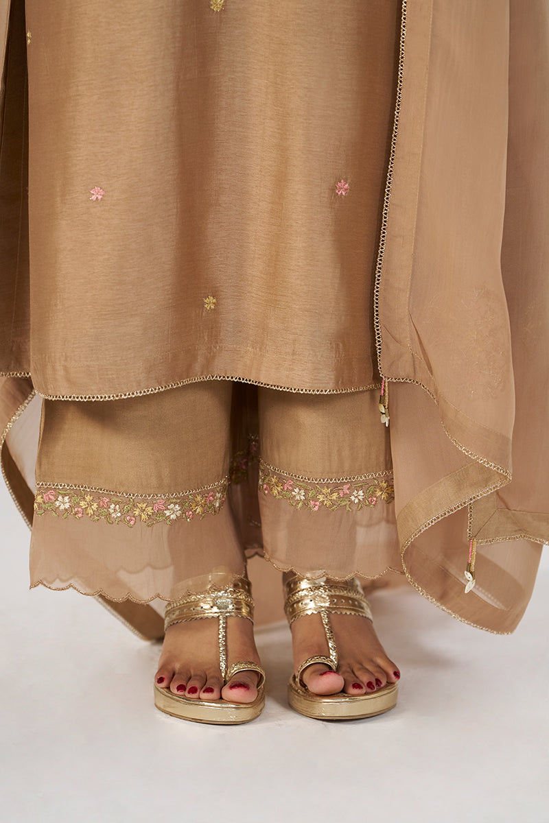 Toasted Almond Raw Silk Festive Kurta Set
