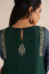 Dark Green and True Blue Silk Co-ord Set