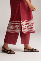 Maroon and Off White Mul-Mul Print Co-ord Set