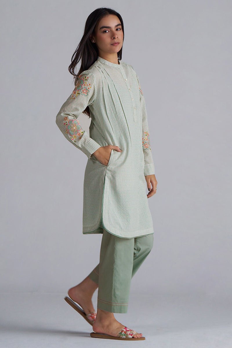 Granite Green Mini-Check Woven Co-ord Set