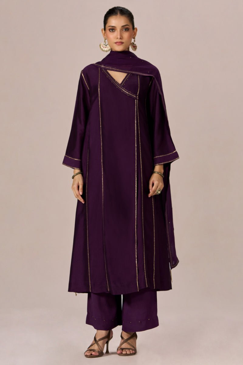 Purple Festive Angrakha Kurta Set - Ganga Fashions