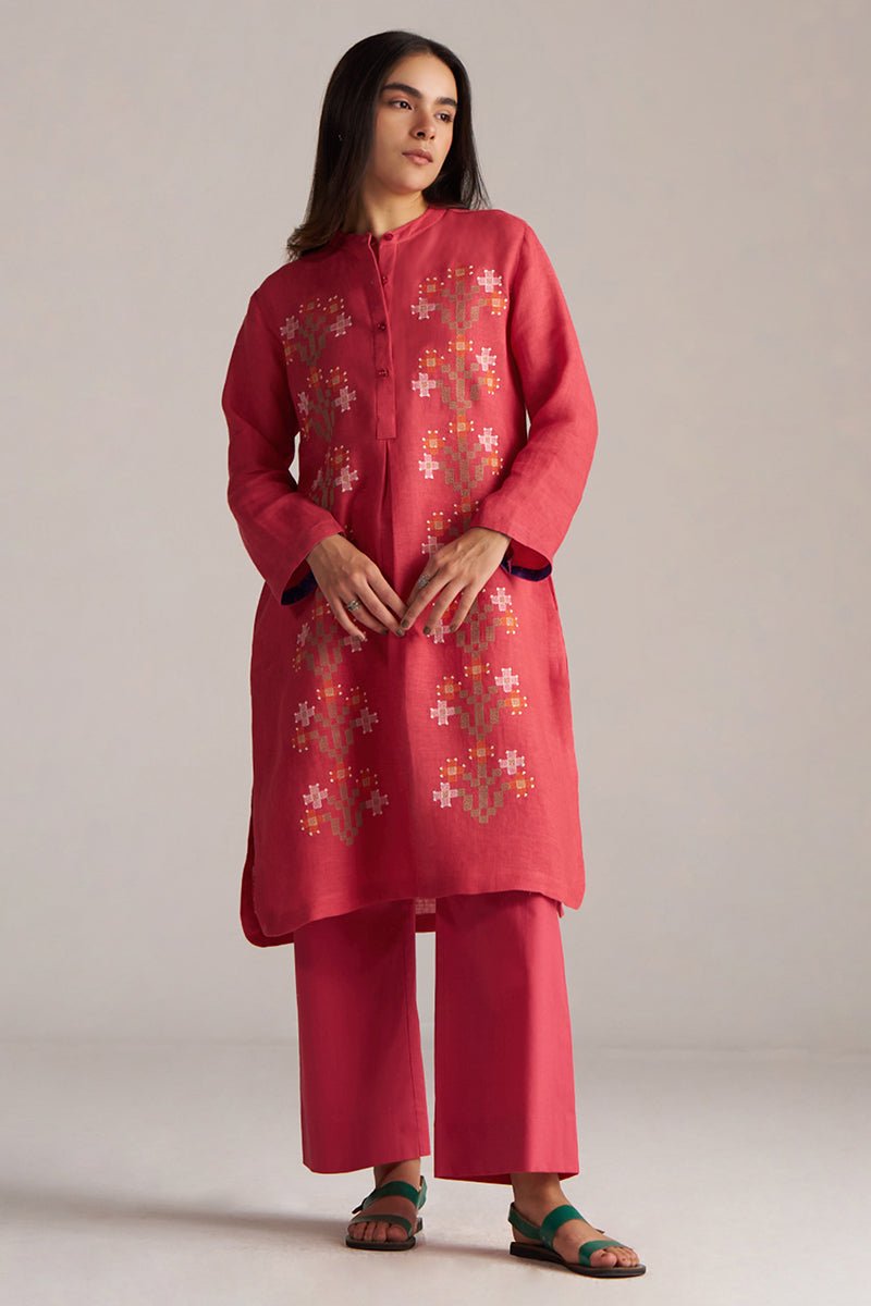 Claret Red Linen Co-ord Set