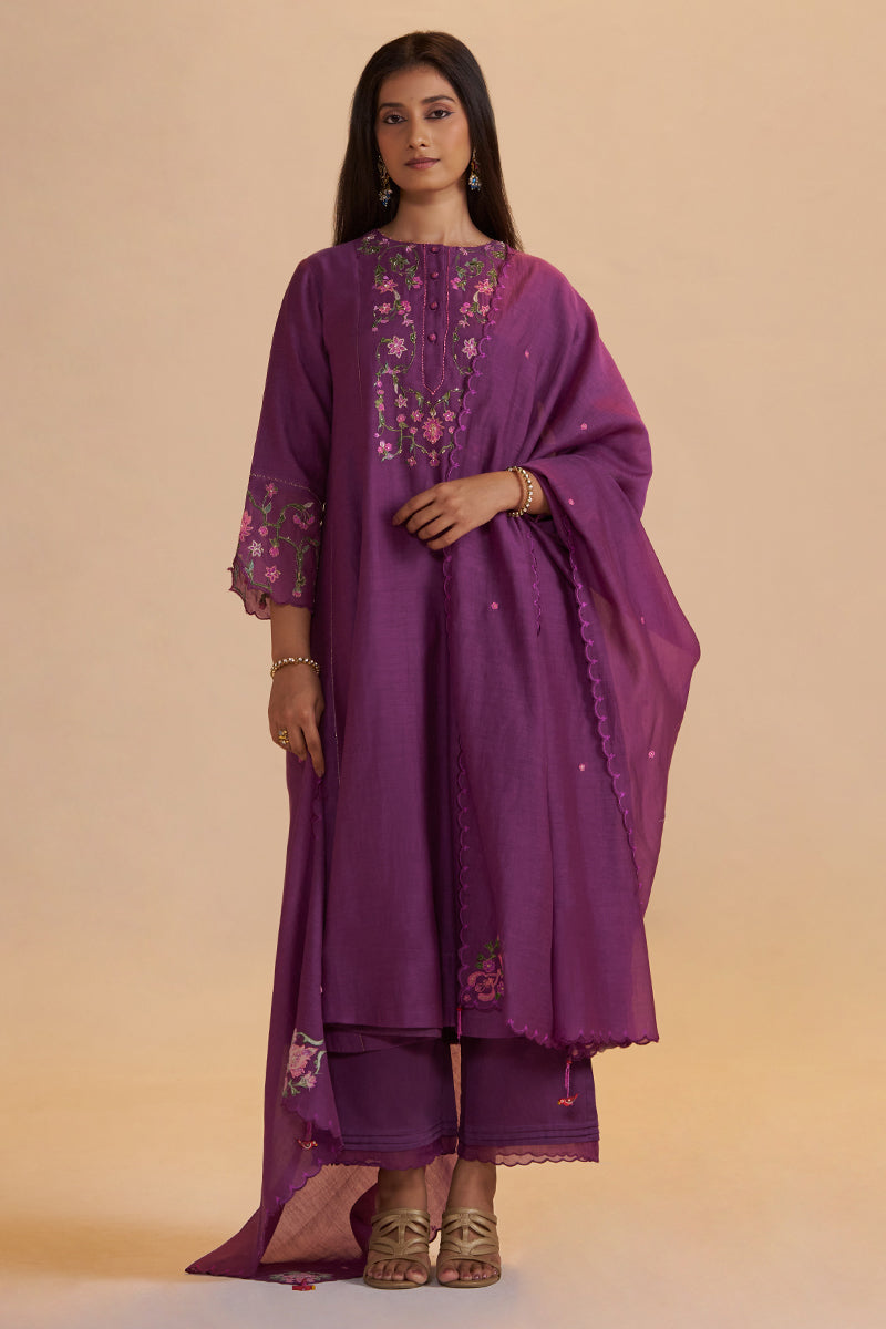Eggplant Purple Festive Kurta Set