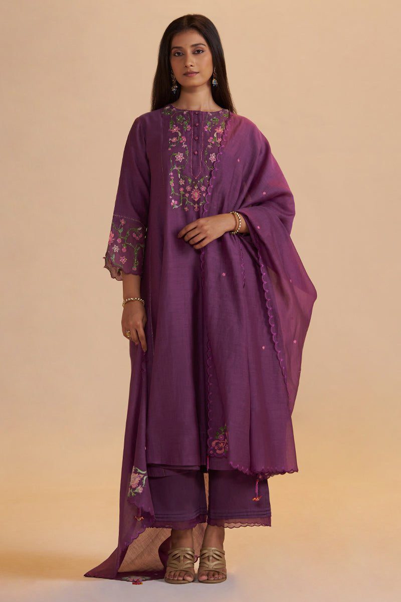 Eggplant Purple Festive Kurta Set