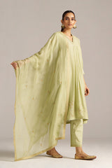 Pistachio Woven Mul Cotton Festive Kurta Set